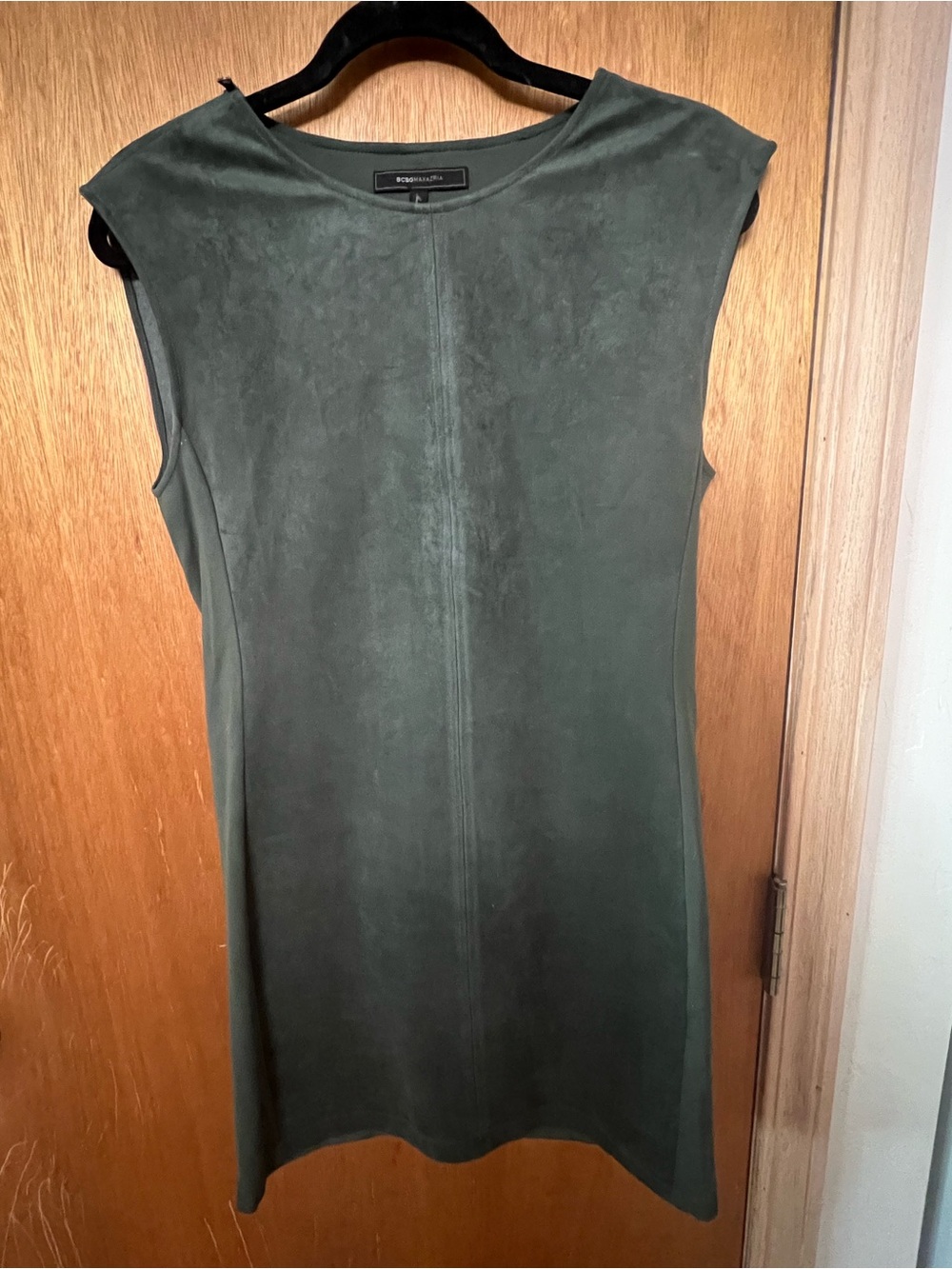 BCBGMaxAzria 'Malina' Olive Faux Suede Sleeveless Mini Dress
